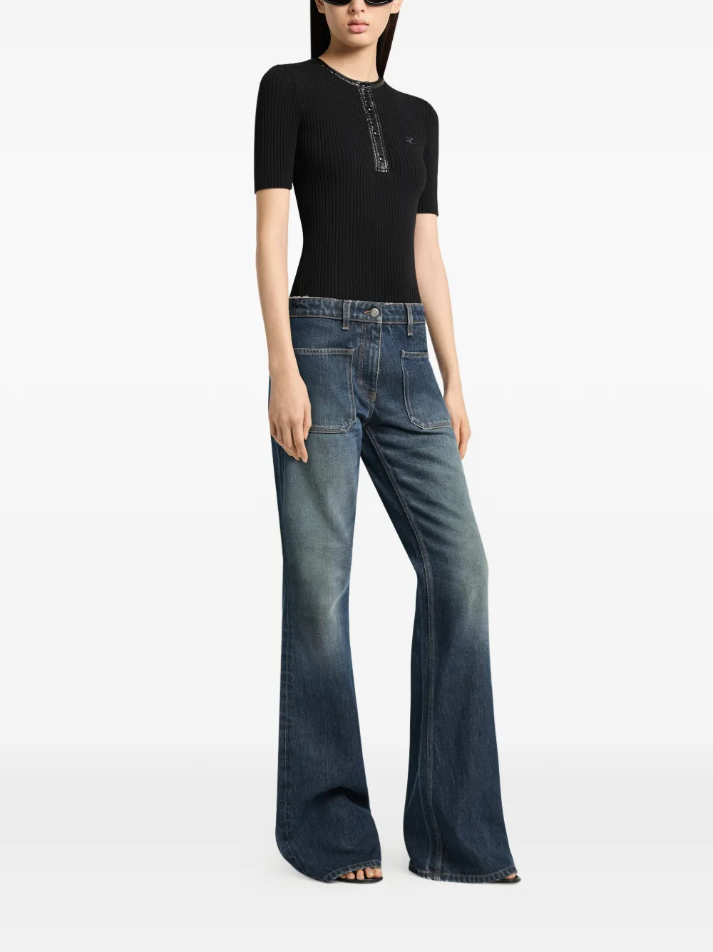 Courrèges Denim met geborduurd AC logo Blauw
