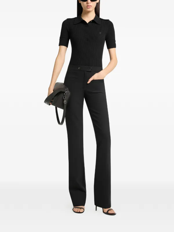 Courrèges rib-knit short-sleeved Polo Shirt | Black | FARFETCH PH