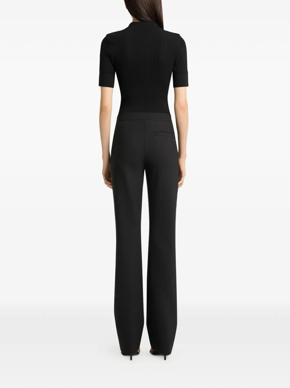 Courrèges Ribgebreid poloshirt met korte mouwen Zwart