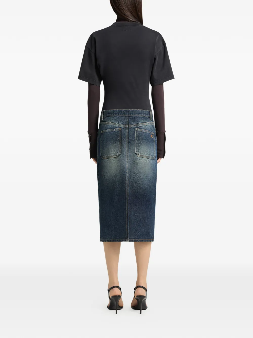 Courrèges Katoenen-T-shirt met logoprint en taille Zwart