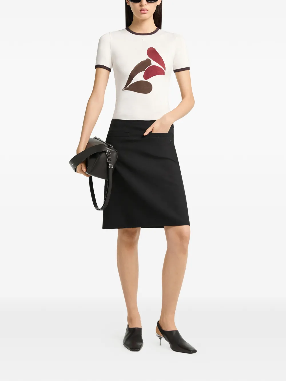 Courrèges T-shirt met kusprint Wit