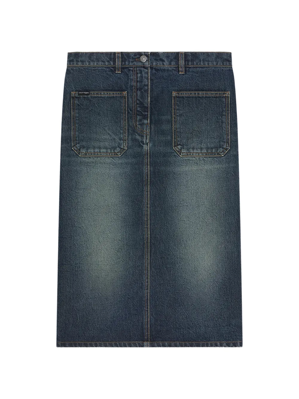 Courrèges Jeansminirock mit aufgesetzten Taschen - Blau