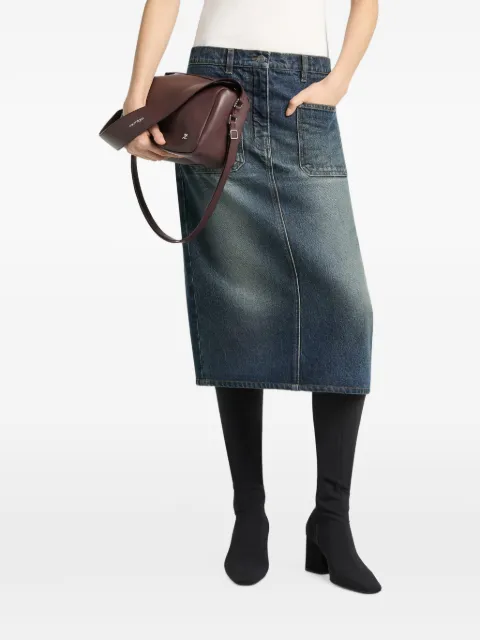 Courrèges falda midi de mezclilla con bolsillo de parche