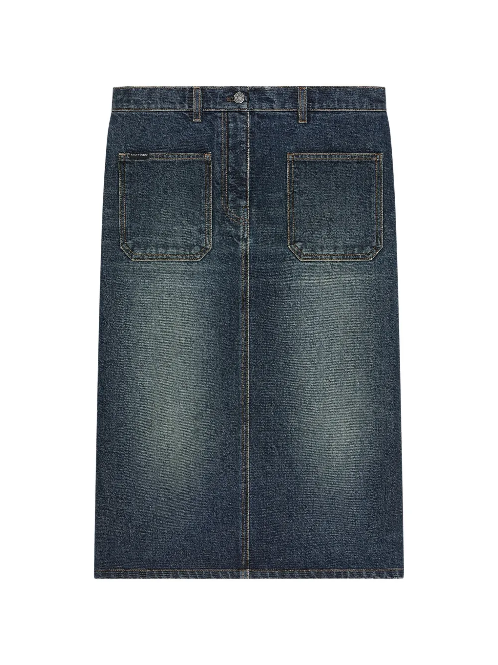 Courrèges denim midi skirt