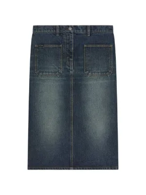 Marine Serre Moon Laser Denim Midi Skirt | Blue | FARFETCH