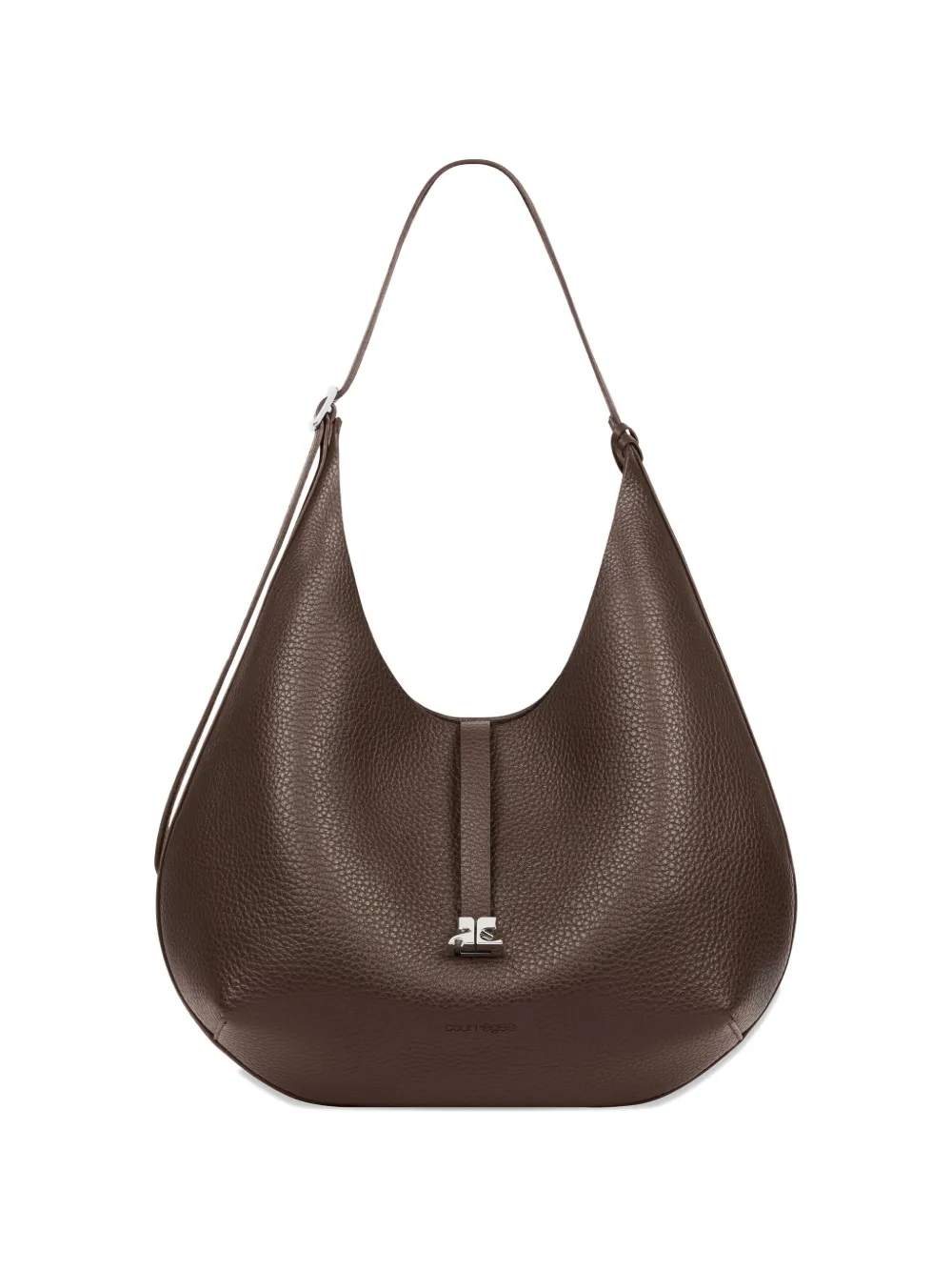 Courrèges Hobo grained leather shoulder bag - Brown