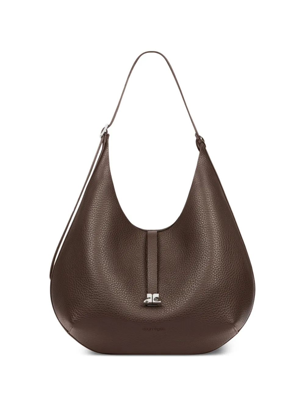 Courrèges Hobo grained leather shoulder bag - Marrone