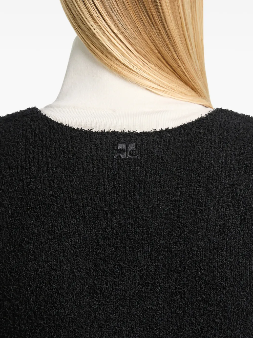 Courrèges Bouclette gebreid jack met dubbele rij knopen Zwart