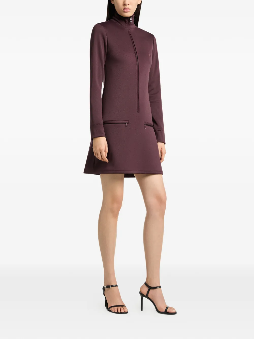Courrèges Mini-jurk met rits en lange mouwen Rood