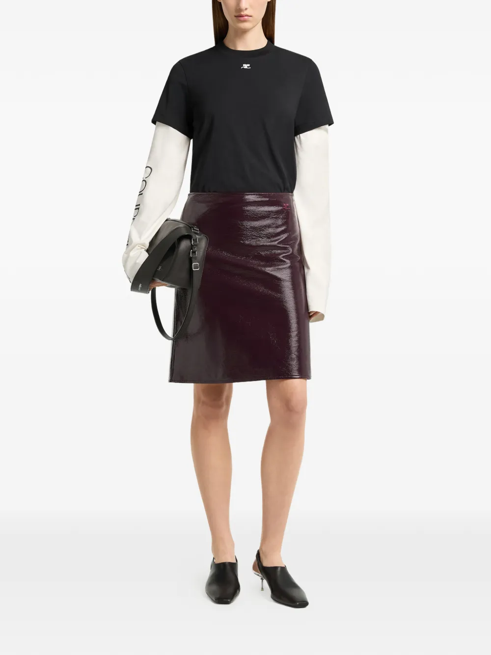 Courrèges T-shirt met geborduurd logo Zwart