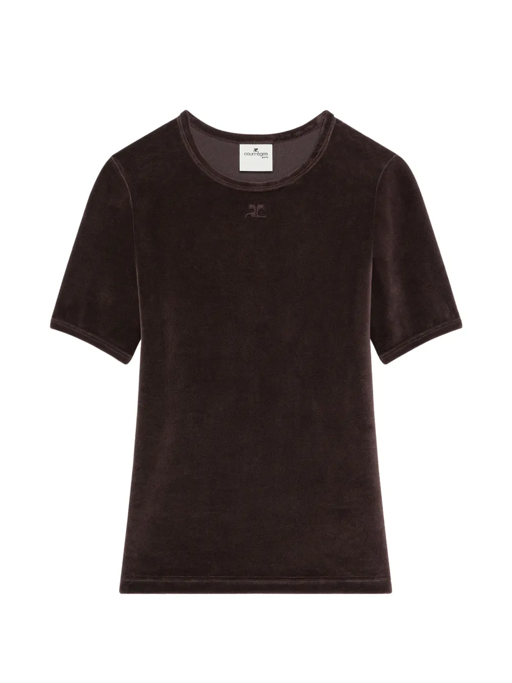 Courrèges T-shirt in velluto - Marrone