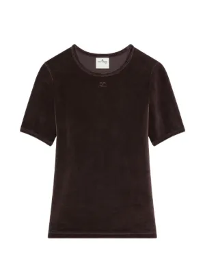 Courrèges vinyl-trim logo-patch T-shirt | Black | FARFETCH