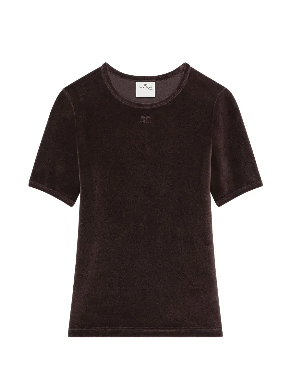 Courrèges T-shirt in velluto - Marrone