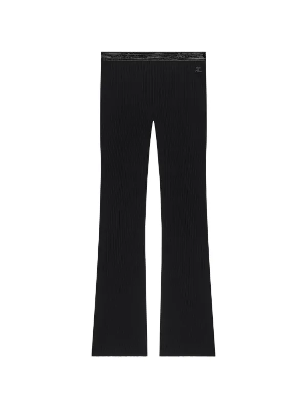 Courrèges Vinyl-trim Ribbed-knit Trousers in Black