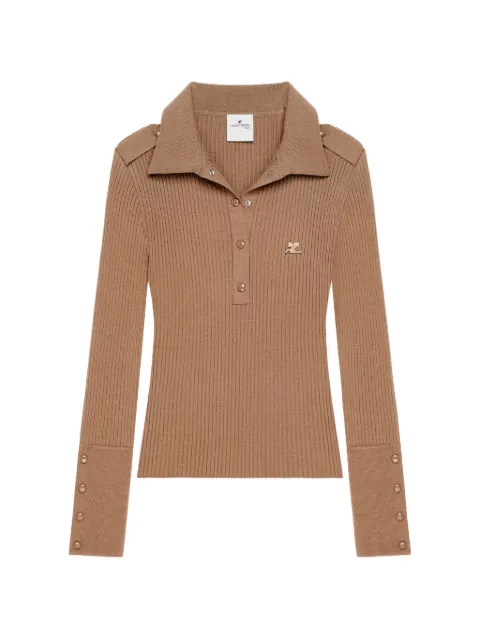 Courrèges playera tipo polo tejida de canalé
