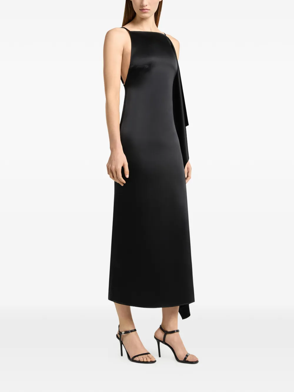 Courrèges Gedrapeerde midi-jurk Zwart