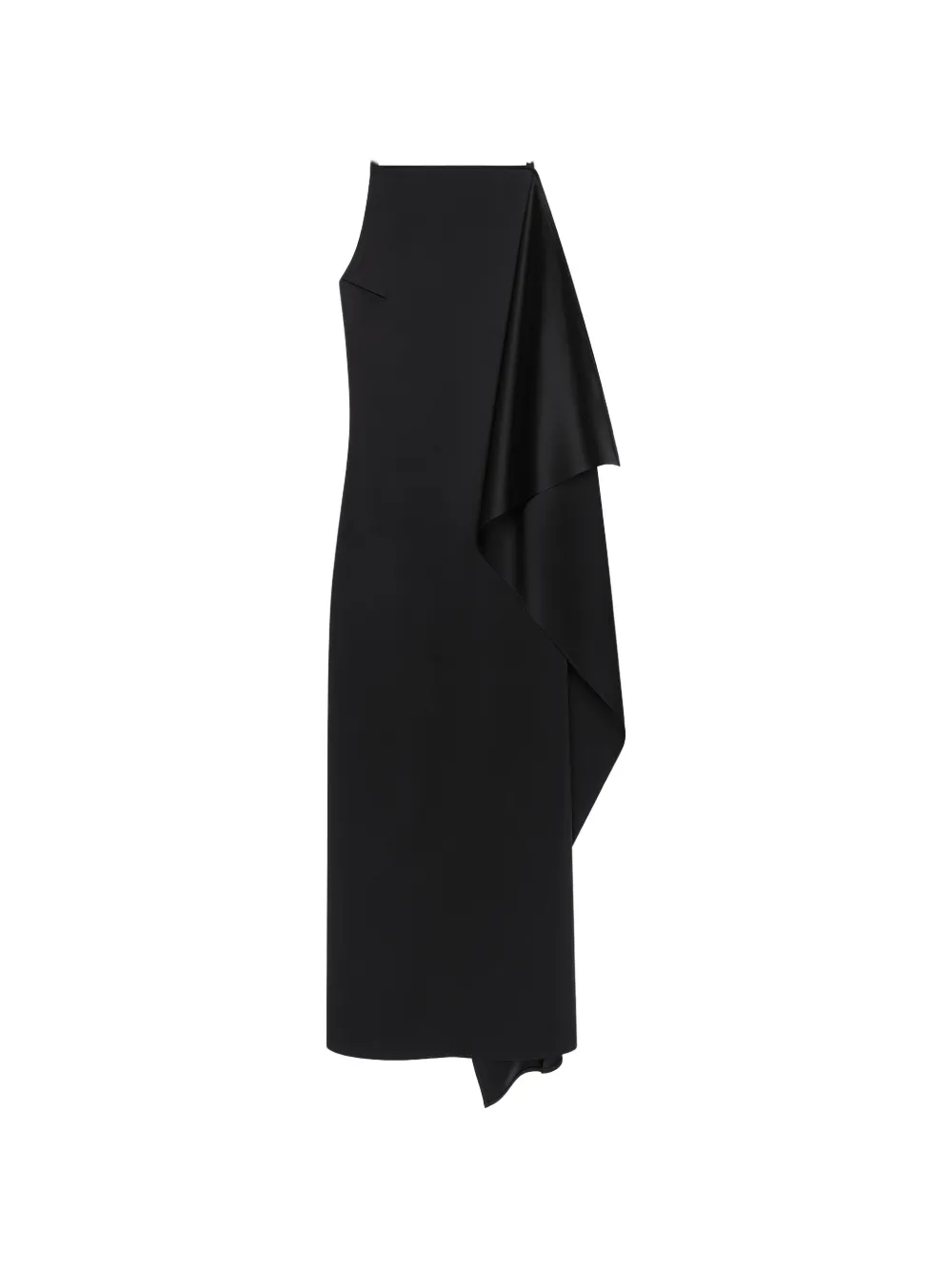 Courrèges Abito midi in raso drappeggiato - Nero