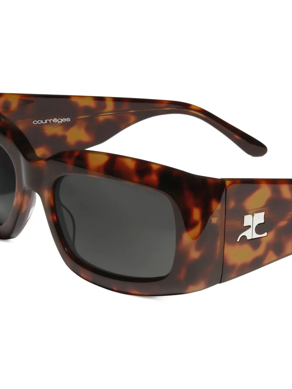 Courrèges 69 zonnebril met schildpadschild-design Bruin