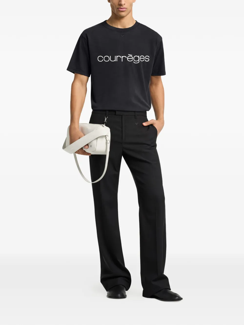 Courrèges T-shirt met logoprint Zwart