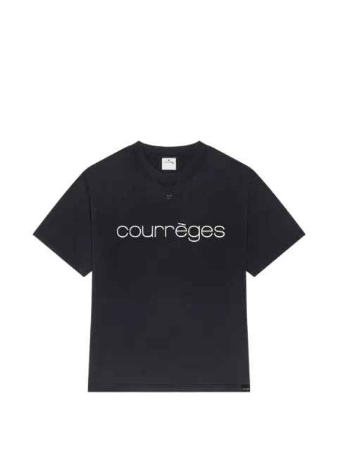 Courrèges logo-print stonewashed T-shirt