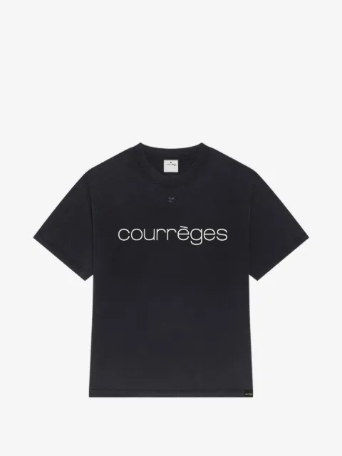 Courrèges logo-print stonewashed T-shirt