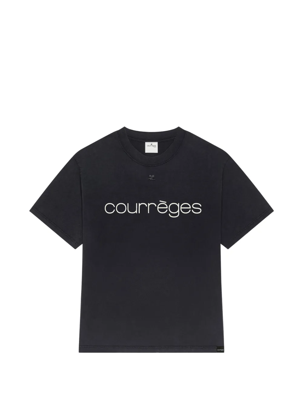 Courrèges logo-print stonewashed T-shirt - Nero
