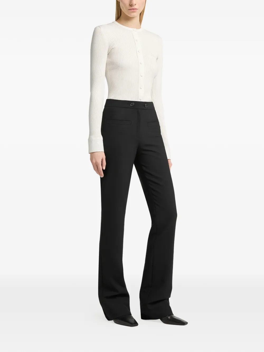 Courrèges Ribgebreid vest met vinyl afwerking Wit