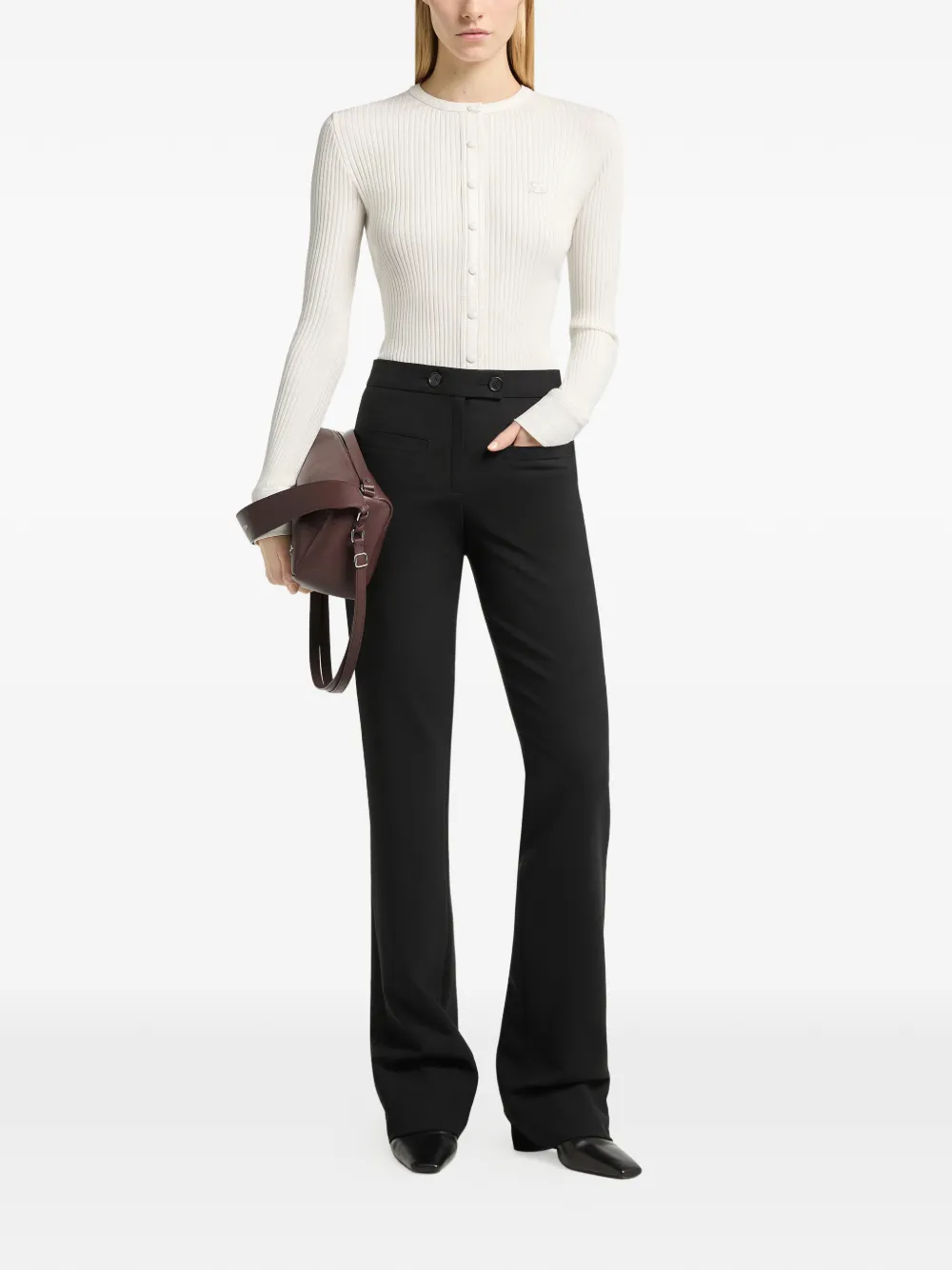 Courrèges Ribgebreid vest met vinyl afwerking Wit