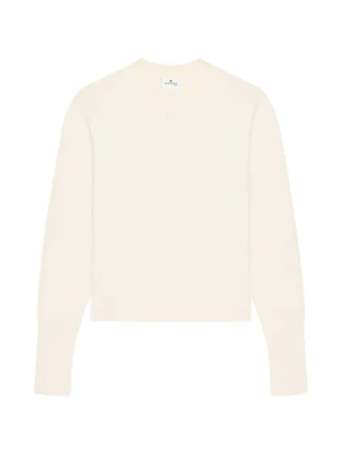 Courrèges suéter con ribete de canalé y parche del logo