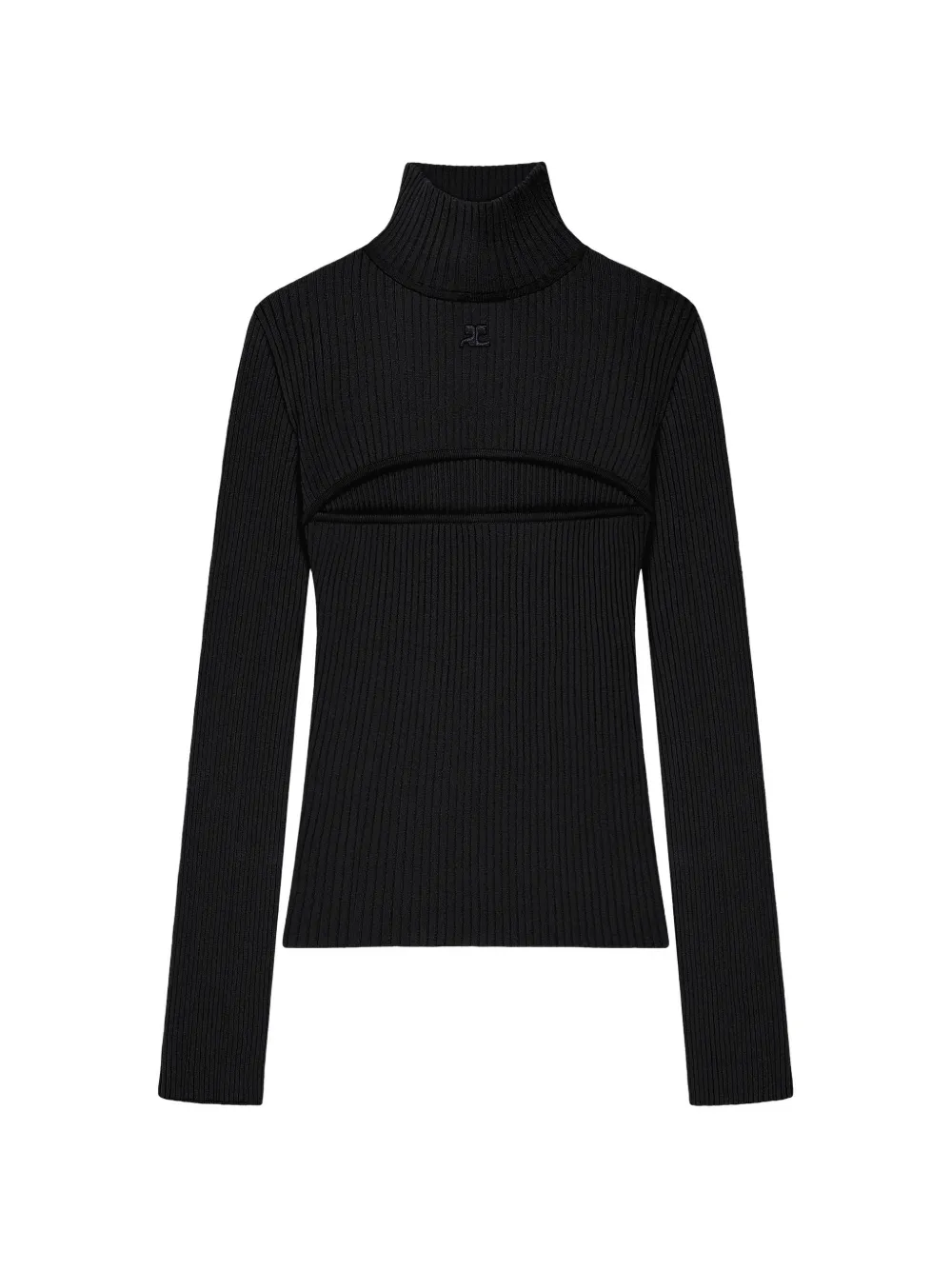 Courrèges slash-detail ribbed-knit sweater - Black