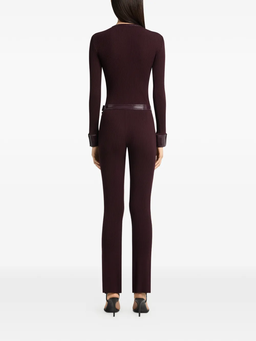 Courrèges Ribgebreide broek met vinyl afwerking Paars
