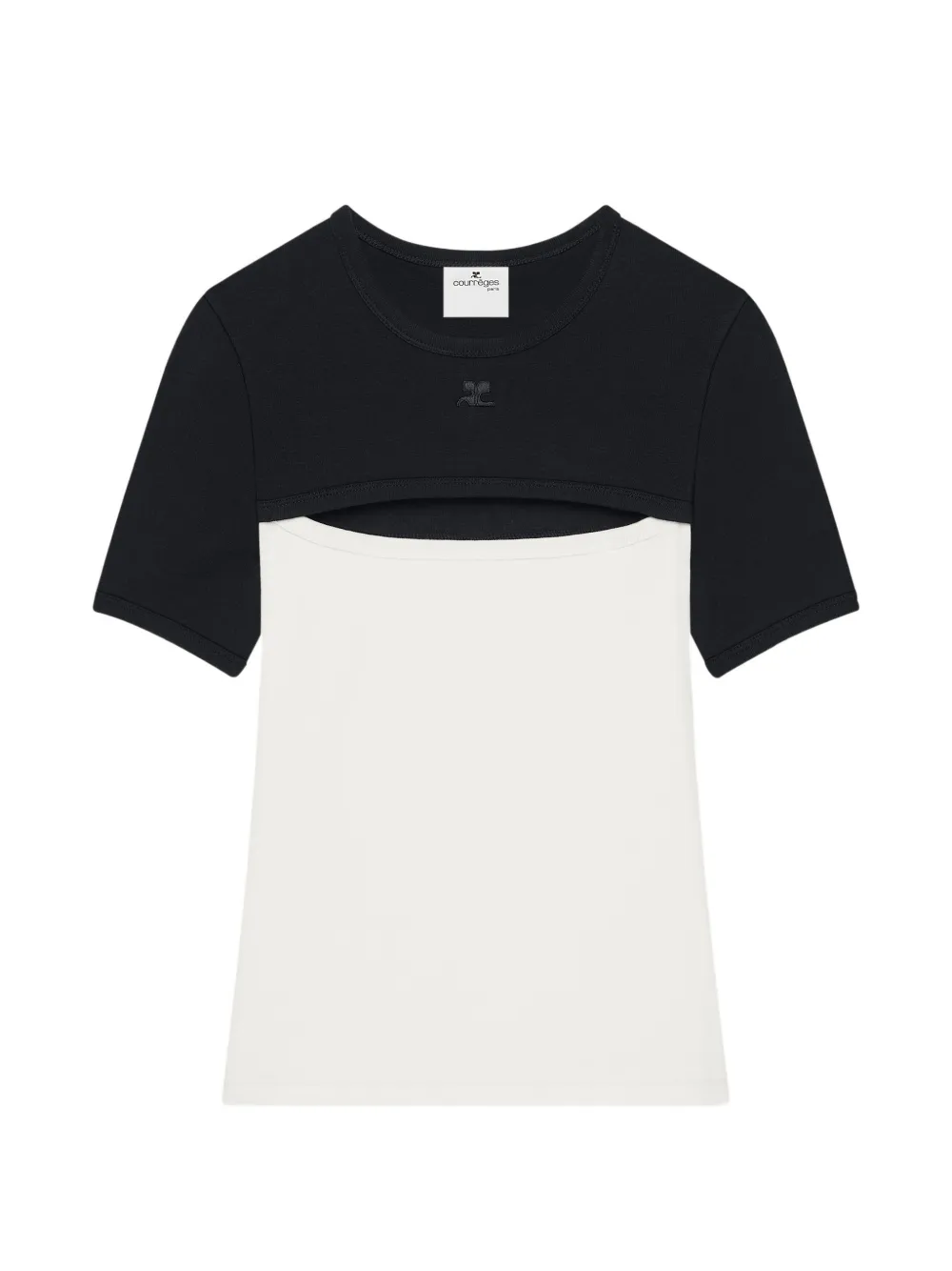 Courrèges cut-out colour-block T-shirt - Bianco