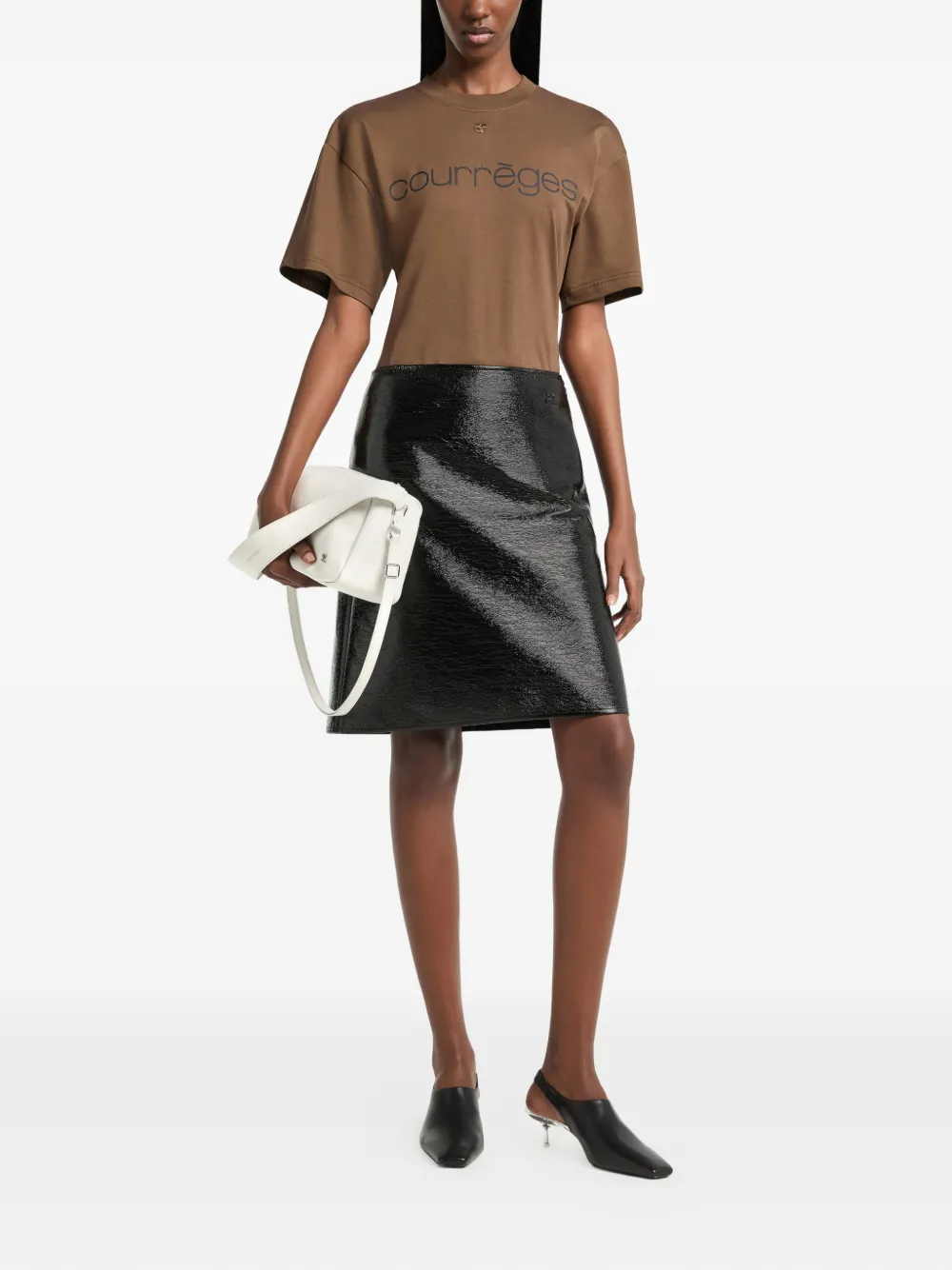 Courrèges T-shirt met logoprint Bruin