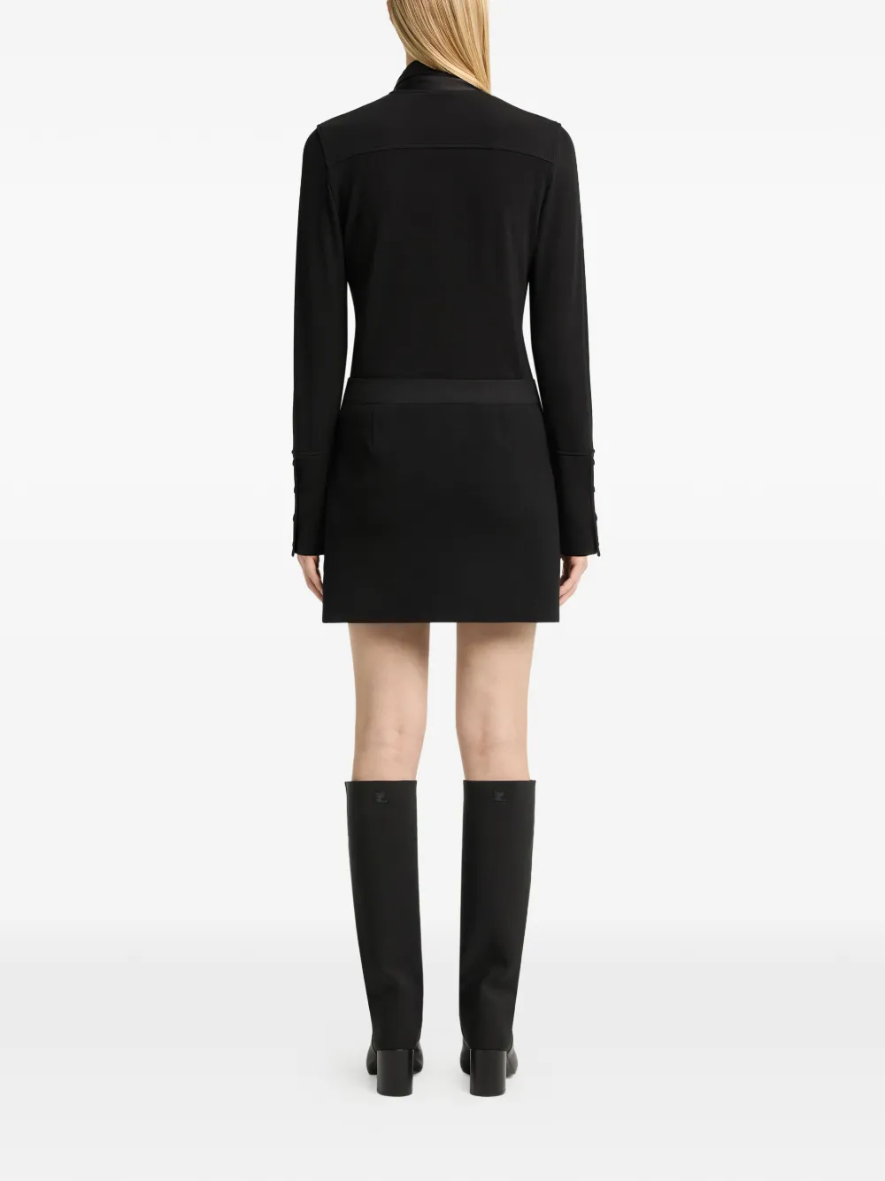 Courrèges Jersey blouse met satijnen sjaal Zwart