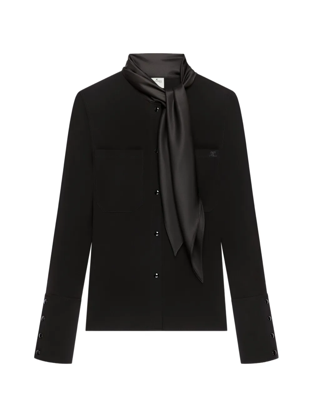 Courrèges satin-scarf jersey shirt