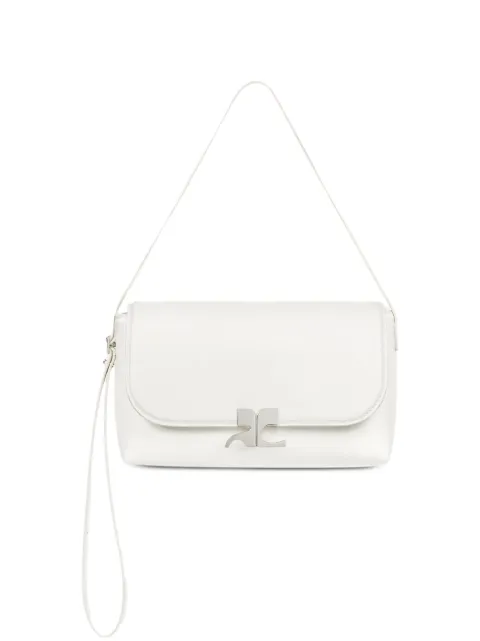 Courrèges Bolsa de couro com placa de logo