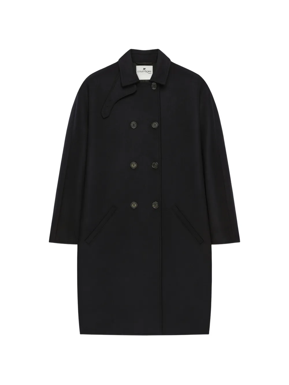 Courrèges double-breasted oversized coat - Schwarz