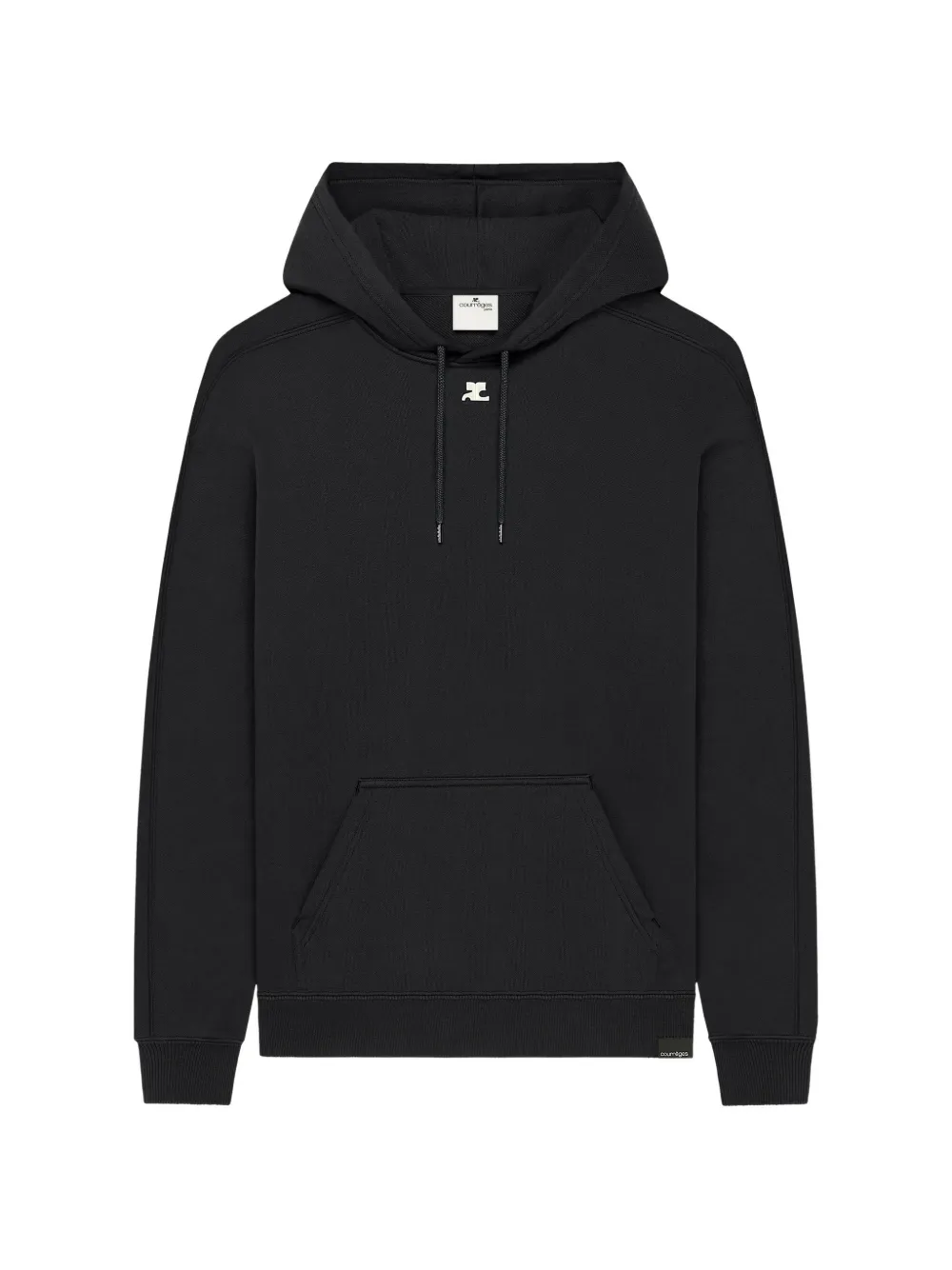 Courrèges Felpa in cotone con cappuccio e logo - Nero