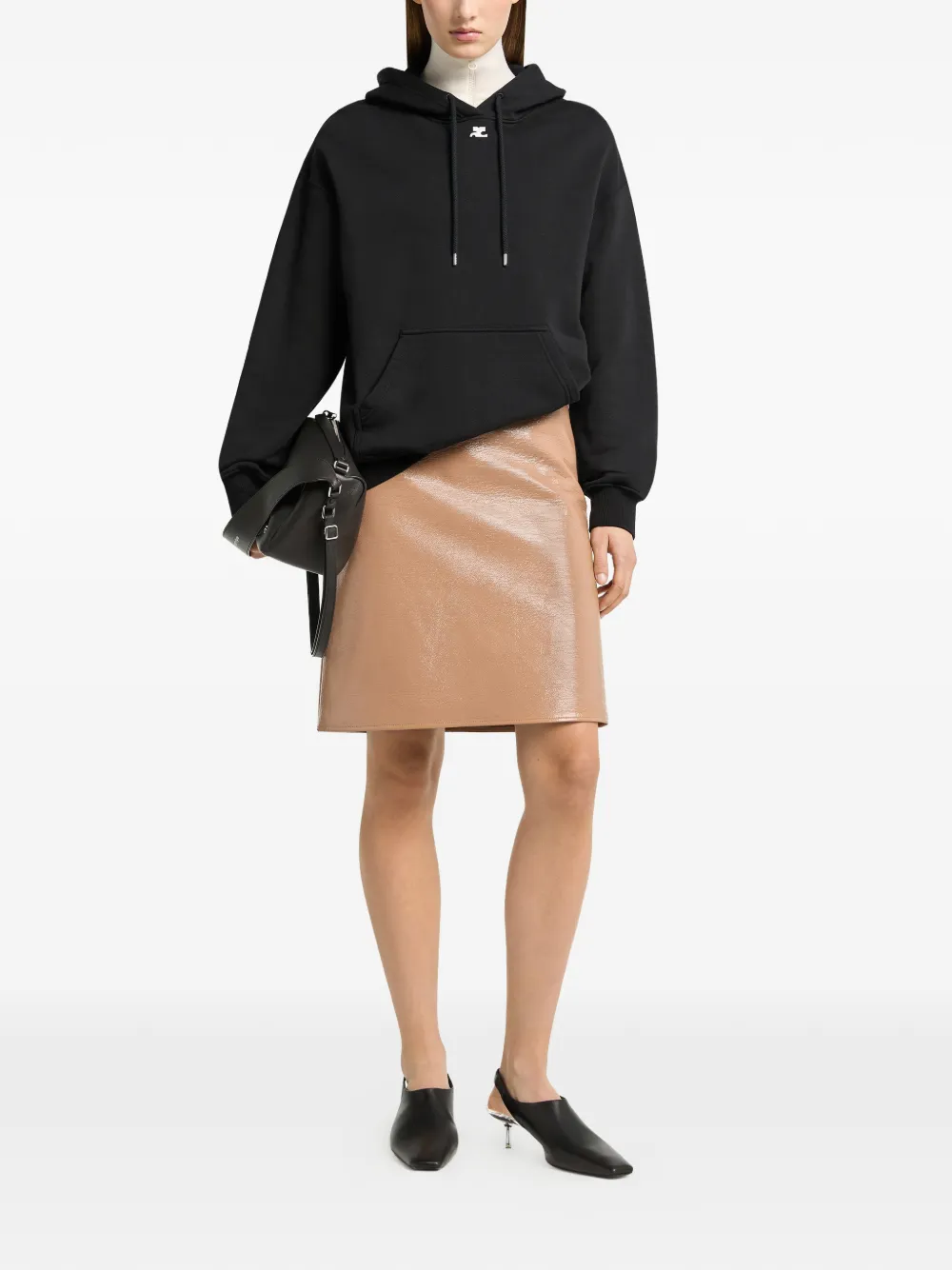 Courrèges Hoodie met logopatch Zwart