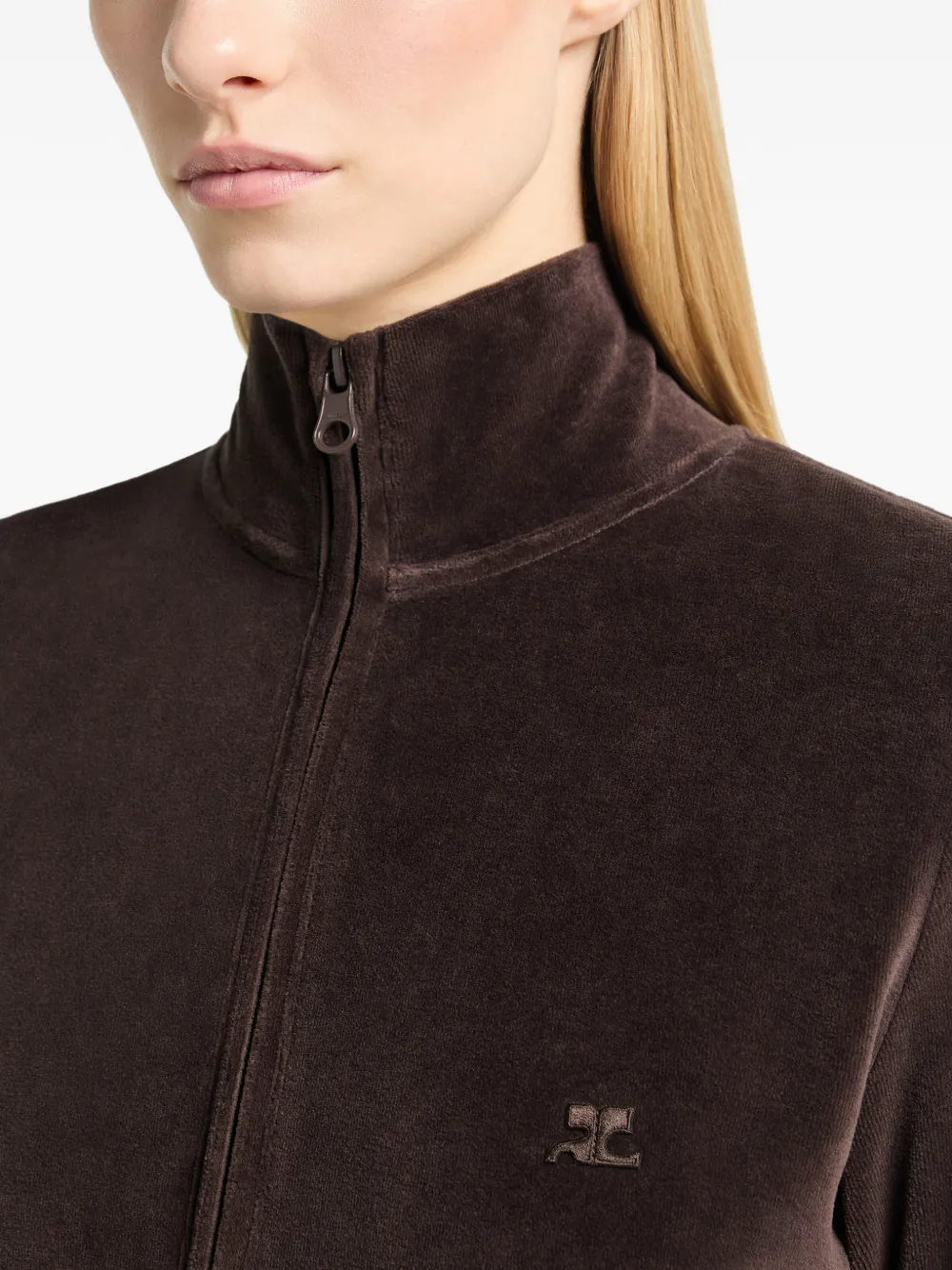 Courrèges Fluwelen trainingsjack met rits Bruin