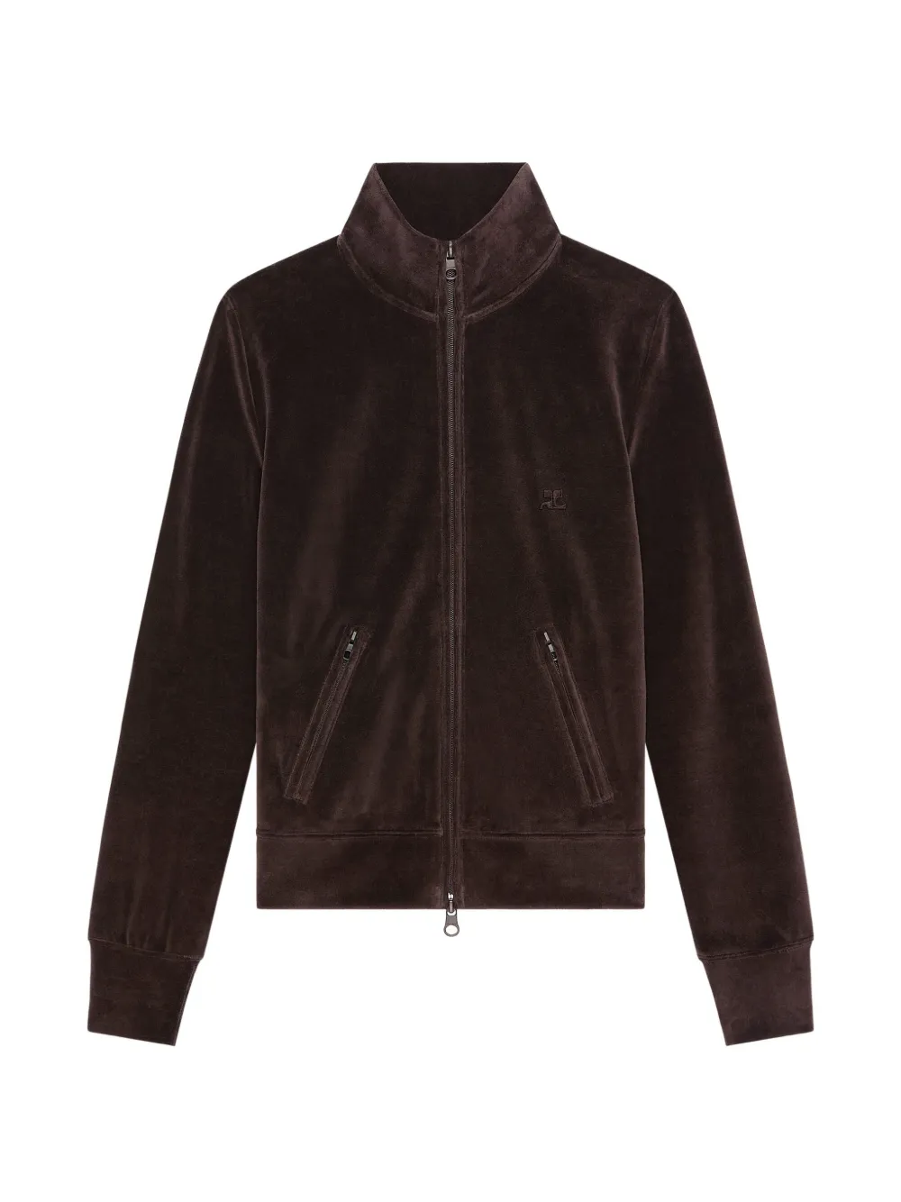 Courrèges velvet zip-up track jacket - Brown