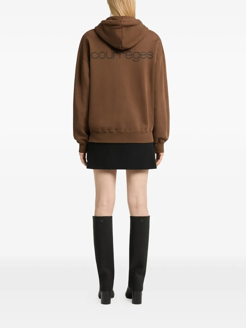Courrèges Hoodie met geborduurd logo Bruin