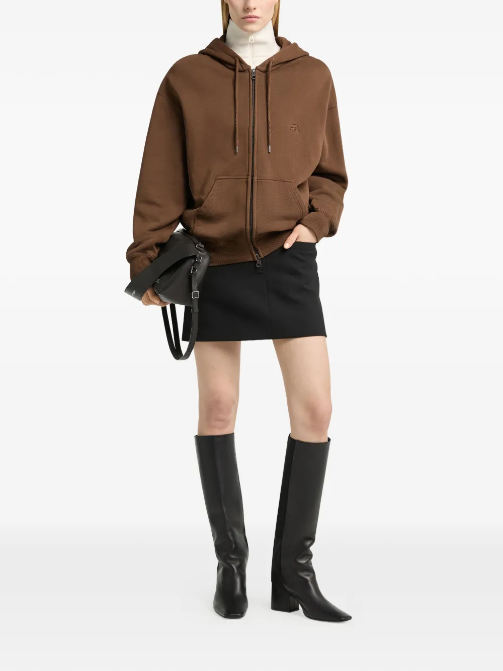 Courrèges Hoodie met geborduurd logo Bruin