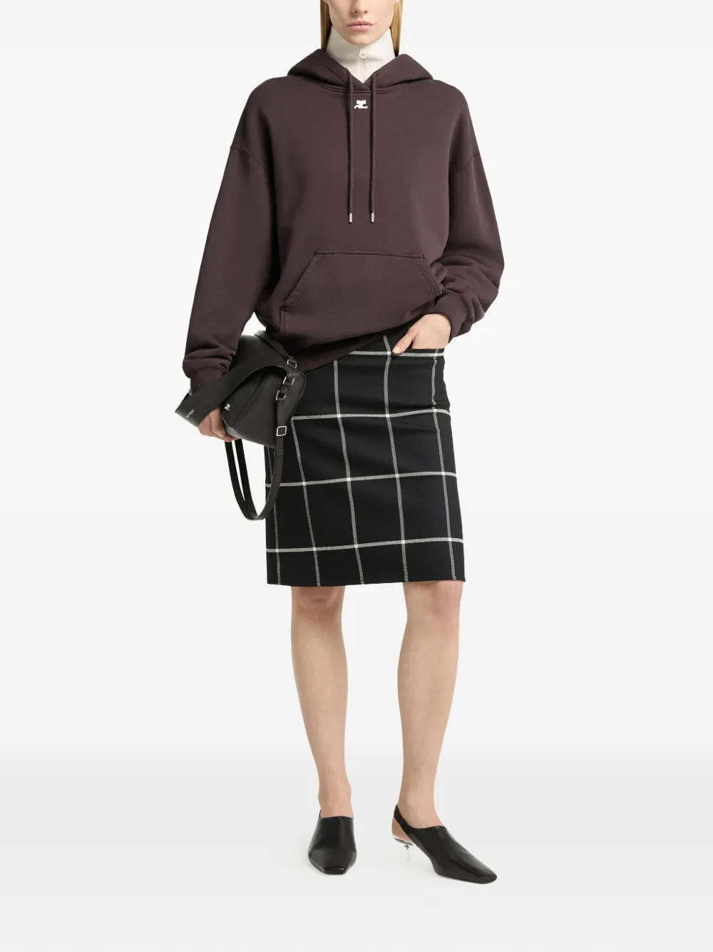 Courrèges Hoodie met logopatch Bruin
