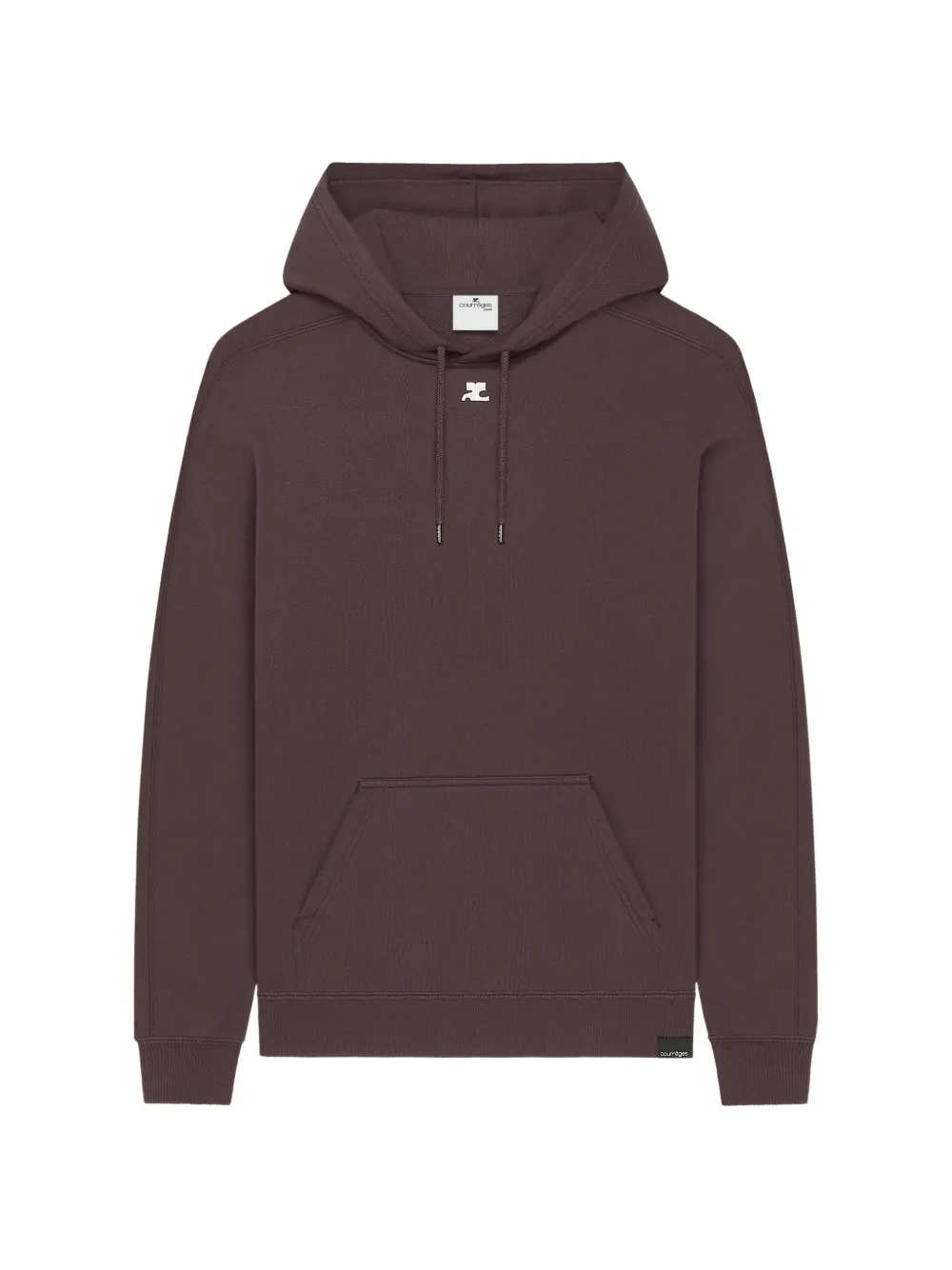 Courrèges Felpa in cotone con cappuccio e logo - Marrone