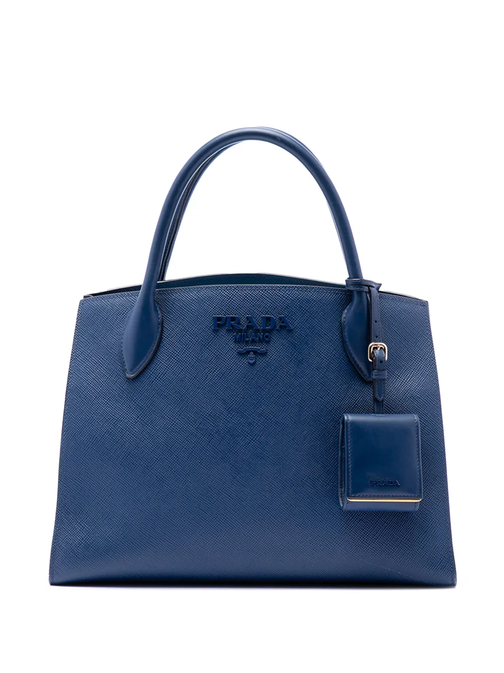 Prada Pre-Owned 2010-2026 Medium Saffiano Cuir Monochrome Top Handle Tote satchel - Blu