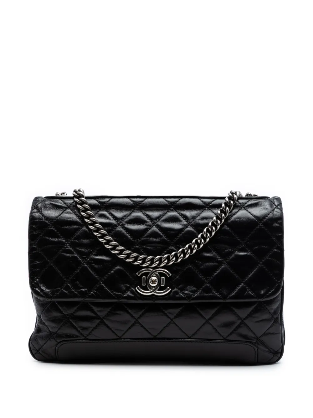 CHANEL Pre-Owned 2012-2013 CC Quilted Glazed Calfskin Flap crossbody bag - Black