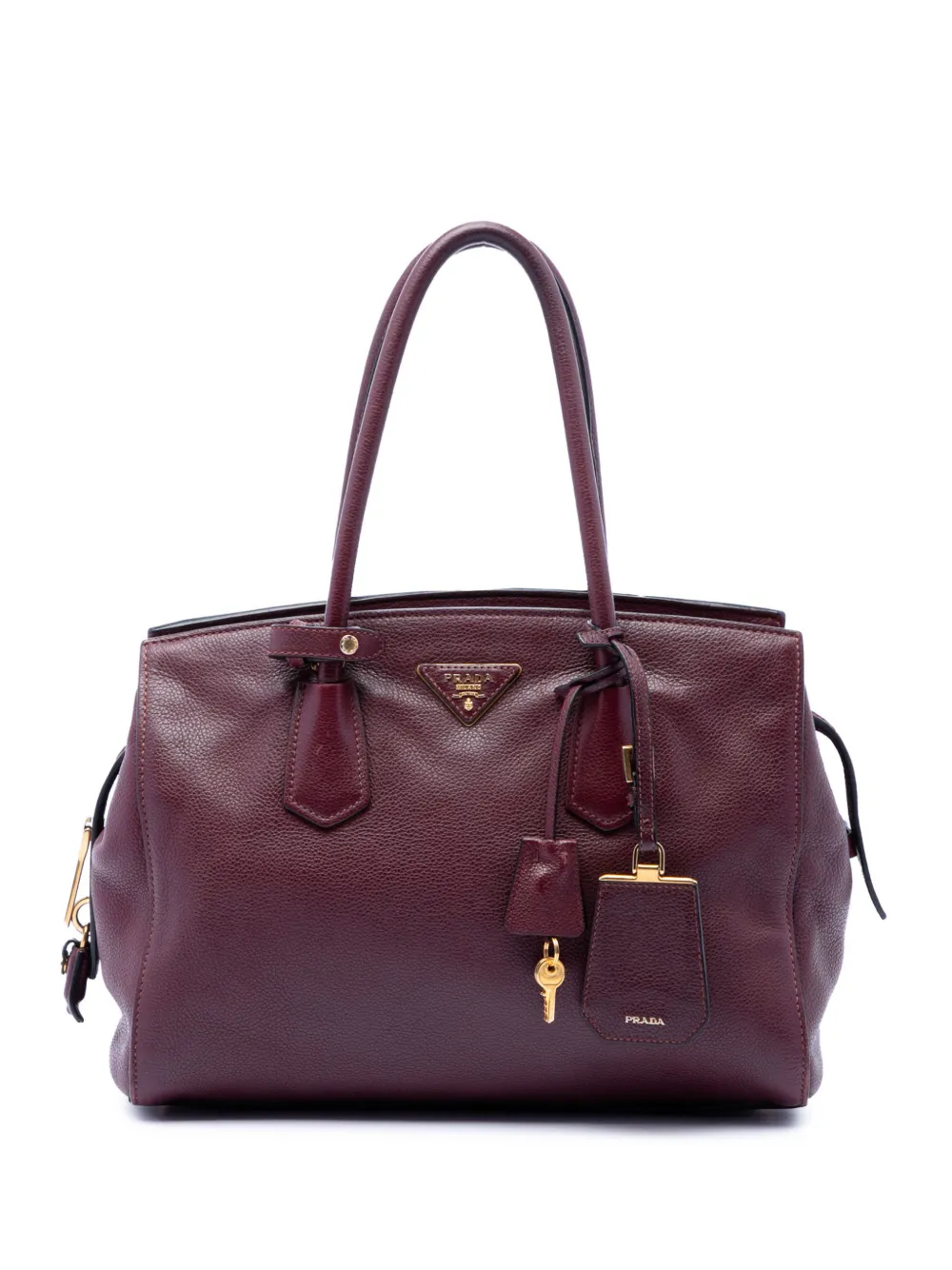 Prada Pre-Owned 2010-2026 Vitello Daino Zip Top Convertible Tote satchel - Rosso