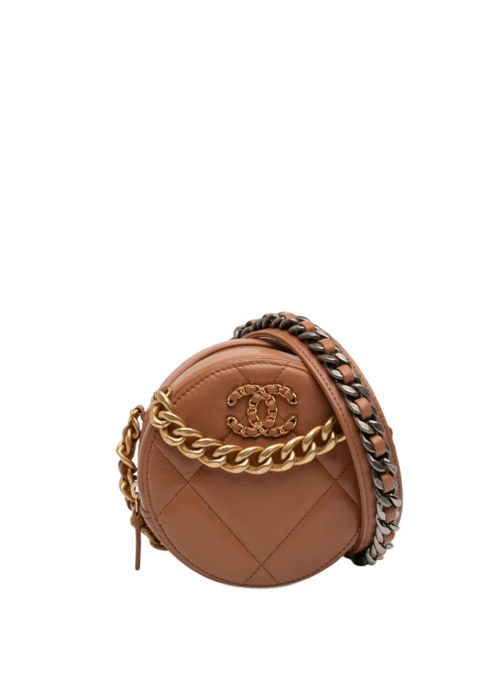CHANEL Pre-Owned 2021 Mini Round 19 Clutch with Strap satchel - Marrone