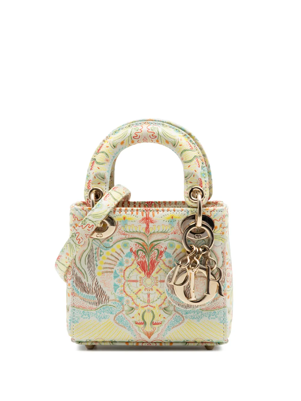 Christian Dior Pre-Owned 2020 Micro Calfskin In Lights Lady Dior satchel - White